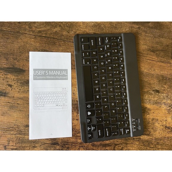 Compact Thin Wireless Bluetooth Keyboard Backlit w Manual Black Lightweight Smal - Picture 8 of 12